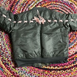 Rothco MA-1 Flight Bomber Jacket Military Jacket, Small Sage Green Pink Ribbon